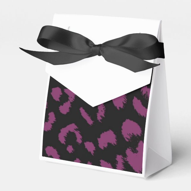 Black and Purple Leopard Pattern Favour Box (Front Side)