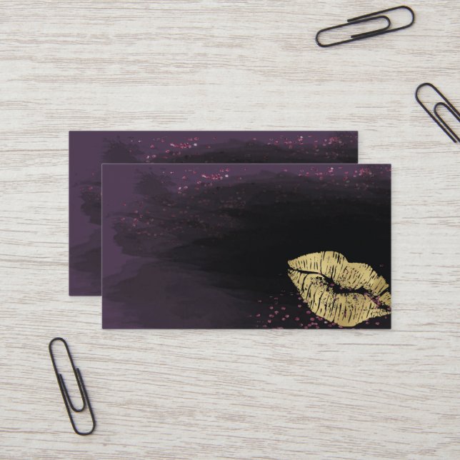 Black and Purple Lips Business Card Template (Front/Back In Situ)