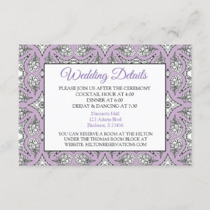 Black and Purple Mandala Wedding Details Card