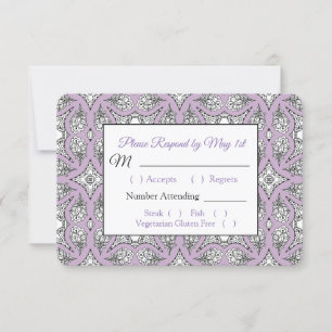 Black and Purple Mandala Wedding RSVP card