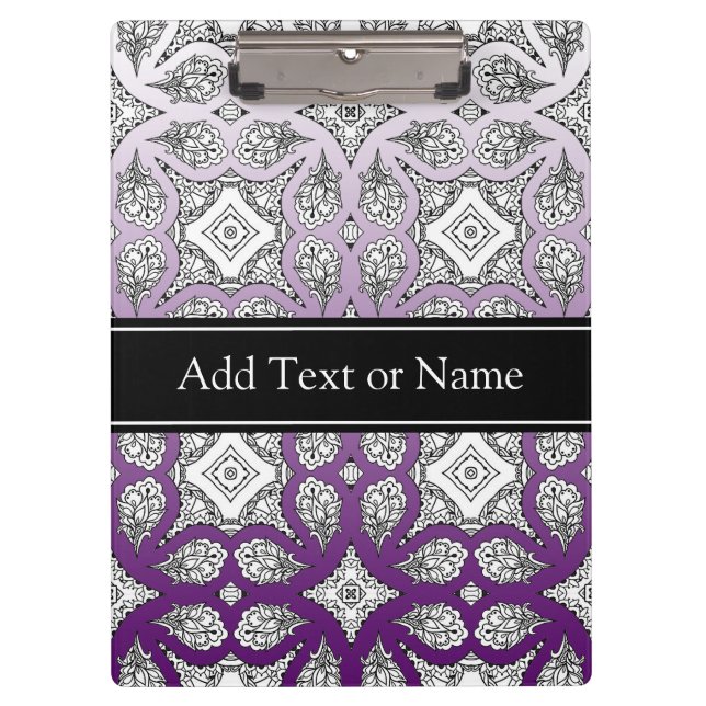 Black and Purple  Mandala Zen  Personalised Clipboard (Front)