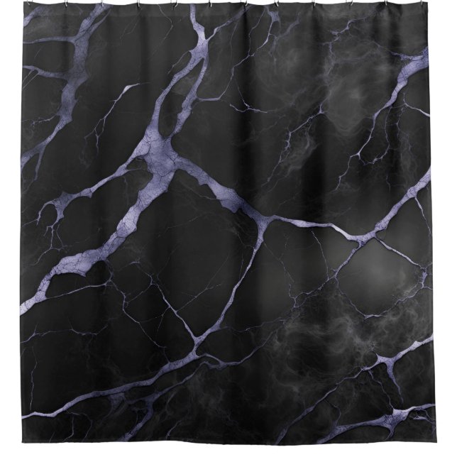 Black and Purple Marble Stone Texture Shower Curtain (Front)