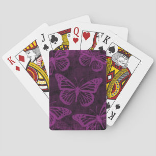 Black and Purple Monarch Butterfly Line Art Playing Cards