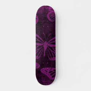 Black and Purple Monarch Butterfly Line Art Skateboard