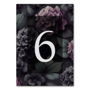 Black and Purple Moody Floral Table Number