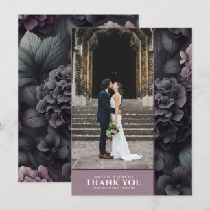 Black and Purple Moody Floral Thank You Card