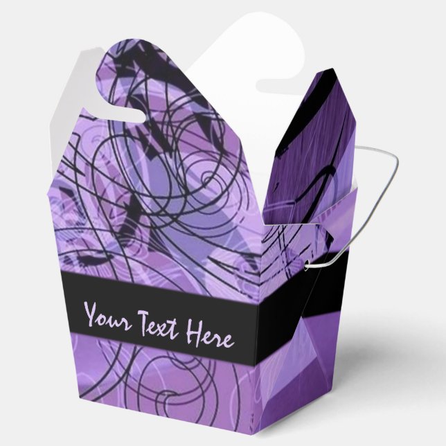 Black and Purple Pattern Take Out Favour Box (Opened)