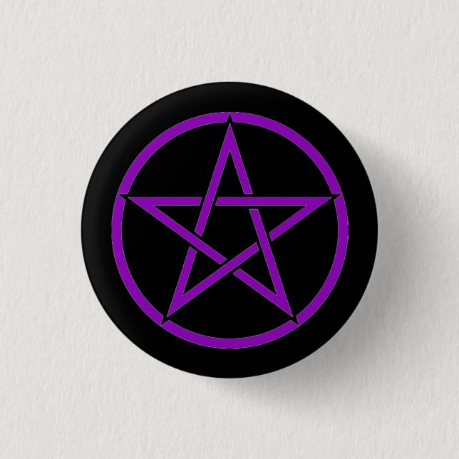 Black and Purple Pentacle Pentagram Button Badge (Front)