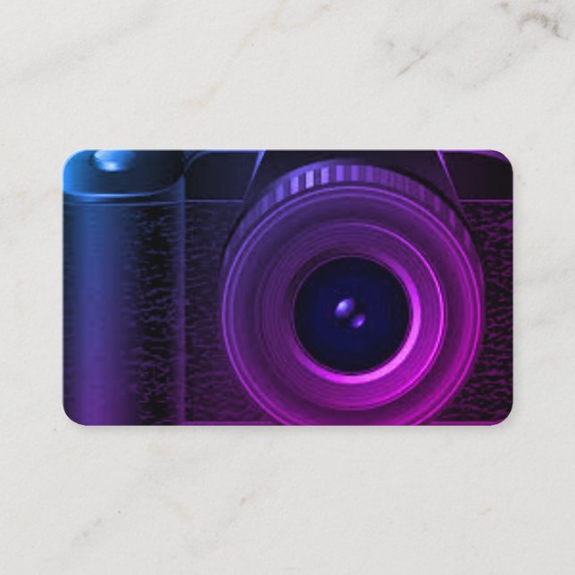 Black and Purple Photographer Camera Business Card (Front)