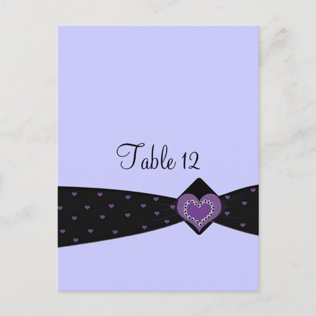 Black  and Purple Ribbon Table Seating Card (Front)