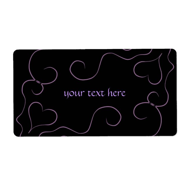 Black and purple romance labels for your text (Front)