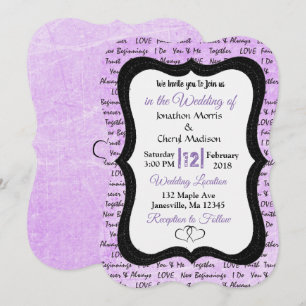 Black and Purple Romantic Wedding Invitation
