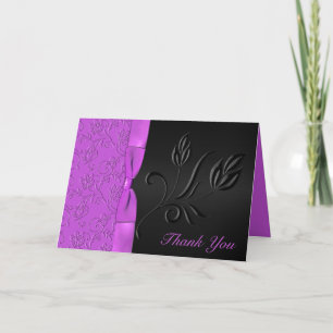 Black and Purple Satin Ribbon Thank You Card