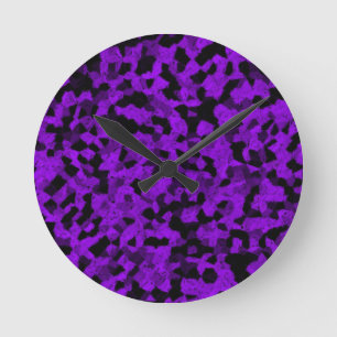 Black and purple shades of chalk round clock