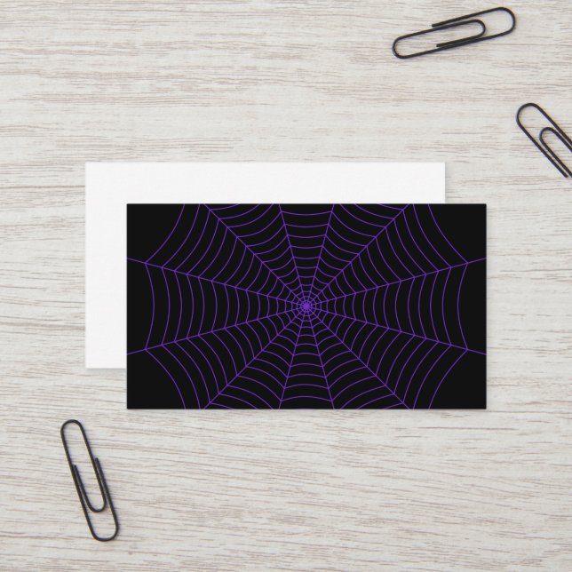 Black and purple spider web Halloween pattern Business Card (Front/Back In Situ)