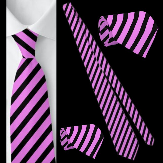Black And Purple Striped Abstract Pattern Neck Tie (Creator Uploaded)