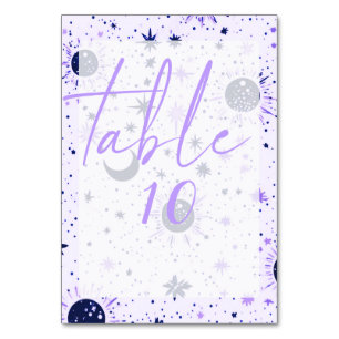 Black and Purple Sun Moon Stars Wedding Table Number