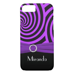 Black and Purple Swirly Stripes iPhone 7 Case