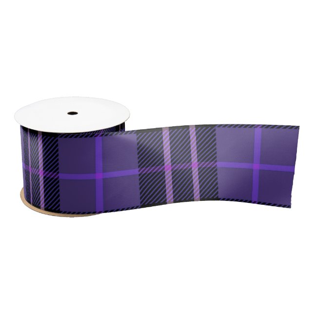 Black and Purple Tartan Plaid Satin Ribbon (Spool)