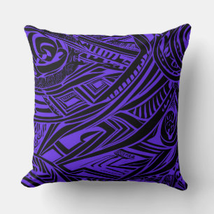 Black And Purple Tribal Abstract Cushion