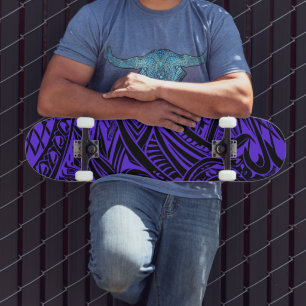 Black And Purple Tribal Abstract   Skateboard