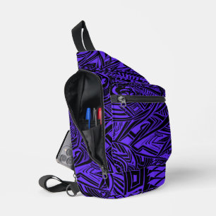 Black And Purple Tribal Abstract Sling Bag