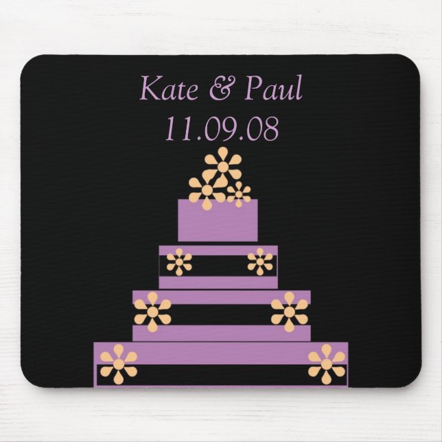 Black and Purple Wedding Cake Mouse Mat (Front)