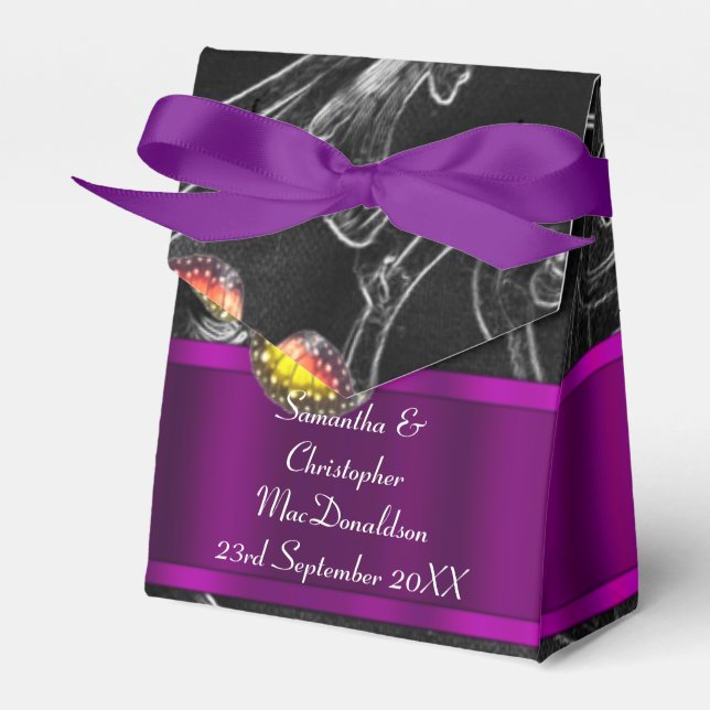 Black and purple wedding favour box (Front Side)