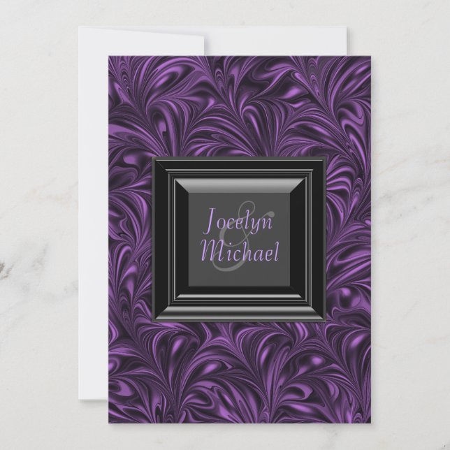 Black and Purple Wedding Save the Date (Front)