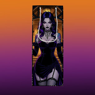 Black and Purple Witch with Candelabra Halloween Wine Gift Bag