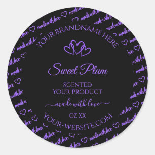 Black and Purple Words Cloud Product Labels Hearts
