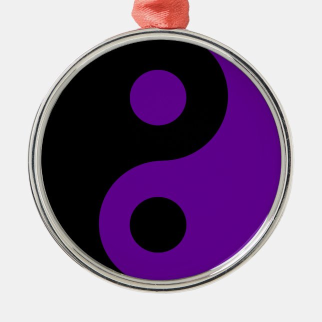Black and Purple Yin Yang Symbol Metal Tree Decoration (Front)