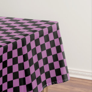 Black and Radiant Orchid Purple Chequered Tablecloth