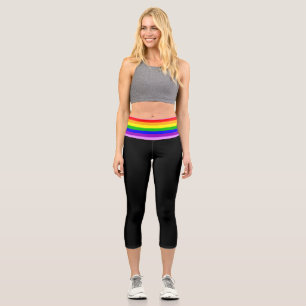 Black and Rainbow High Waisted Capri Leggings