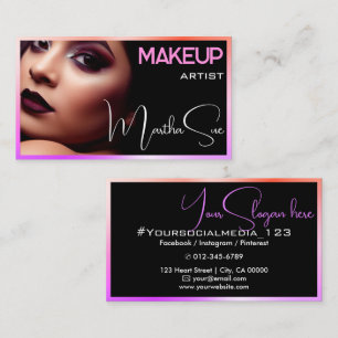 Black and Rainbow Ombre Modern Photo Image Beauty  Business Card