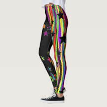 Black And Rainbow Star Leggings