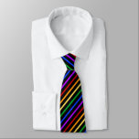 Black and Rainbow Stripes Tie<br><div class="desc">A cool party tie featuring black and rainbow coloured stripes.</div>