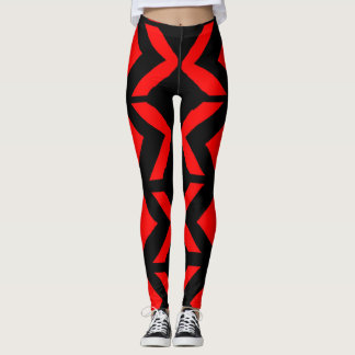 black and red abstract art  leggings