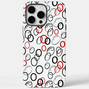 Black and Red Abstract Circle Pattern iPhone 16 Pro Max Case