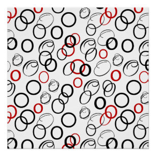 Black and Red Abstract Circle Pattern Poster