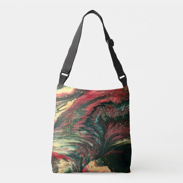 Black and Red Abstract Crossbody Bag (Front)