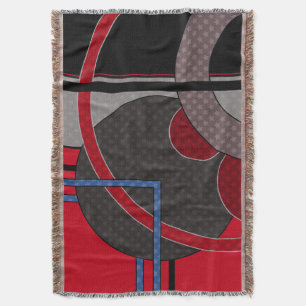 Black and red, abstract, painting, geometric  throw blanket