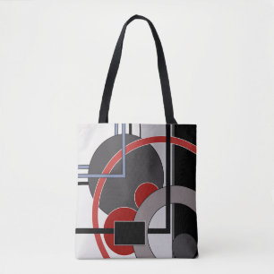 Black and red, abstract, painting, geometric tote bag