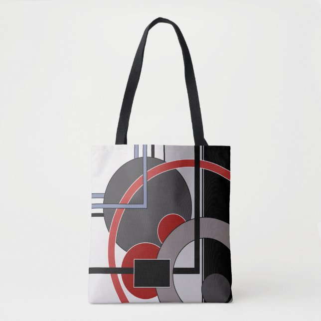 Black and red, abstract, painting, geometric tote bag (Front)