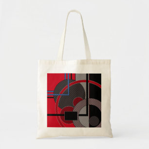 Black and red, abstract, painting, geometric tote bag