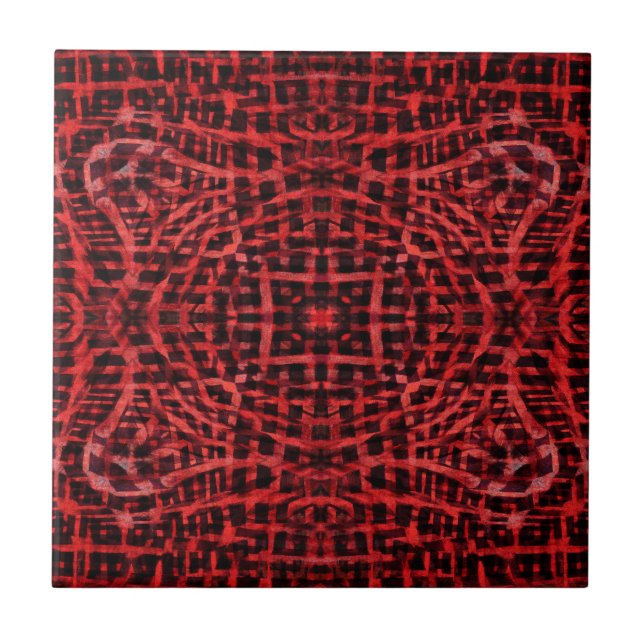 Black and red abstract pattern tile (Front)