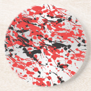 Black and Red Abstract Splash and Drip Coaster