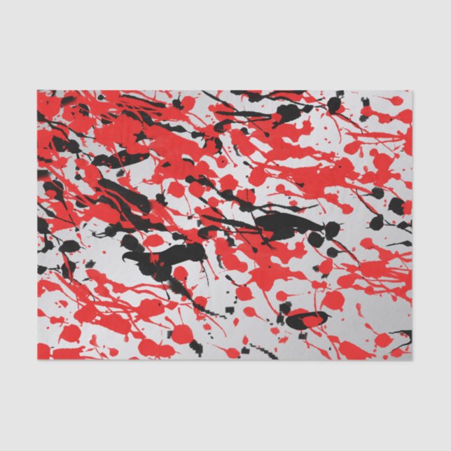 Black and Red Abstract Splash and Drip Tissue Paper (Front)