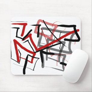 Black and red abstract striped mouse mat