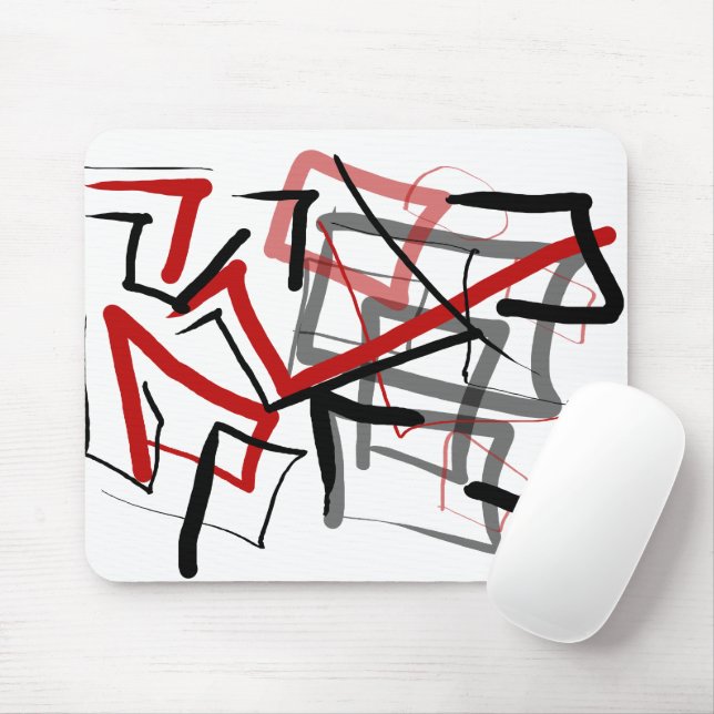 Black and red abstract striped mouse mat (With Mouse)